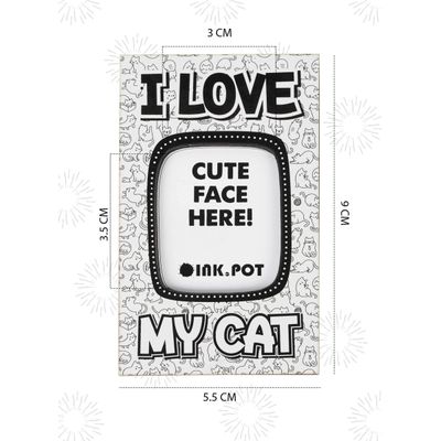 Porta-Retrato Magnético 'Eu Amo Meu Gato' para Geladeira, Mini, Presente para Amante de Gatos | 9 x 5,5 cm - Inkdotpot 9 Cm × 5,5 Cm / Branco