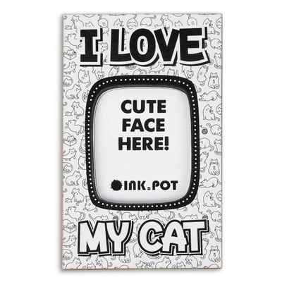 Porta-Retrato Magnético 'Eu Amo Meu Gato' para Geladeira, Mini, Presente para Amante de Gatos | 9 x 5,5 cm - Inkdotpot 9 Cm × 5,5 Cm / Branco