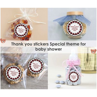 Pacote 100 Adesivos para Lembrancinhas Chá de Revelação, Etiquetas de Agradecimento 5 cm Tema Joaninha Menina Selo para Envelope - Inkdotpot 5,08 Cm / Branco