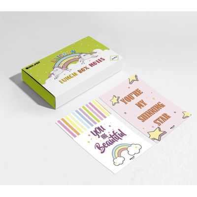 Pacote com 36 Bilhetes para Lancheira - Mensagens Diárias e Afirmações Positivas para Crianças/Adolescentes (Tema Unicórnio) - Inkdotpot 8,89 Cm × 6,35 Cm / Multicolorido