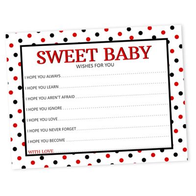 Cartões de Desejos para Chá de Bebê (Menina) - Tema Joaninha, Atividades e Suprimentos para Festa - Pacote com 50 - Inkdotpot 11,43 Cm × 13,97 Cm / Branco