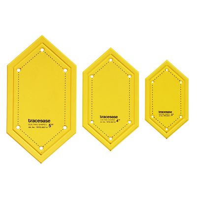 Conjunto de 3 Estênceis Hexagonais 7,6/10,2/12,7 cm para Costura DIY, Patchwork e Quilting - Traceease Amarelo
