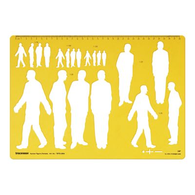 Stencil Molde Humano do Símbolo de Acessibilidade para Ferramentas de Desenho do Designer - 1 Peça - Traceease Amarelo
