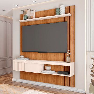 Painel Para Tv até 55 Polegadas Marrom Moon Caemmun Bege