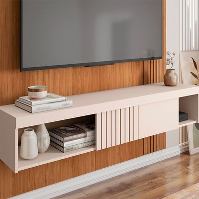 Painel Para Tv até 55 Polegadas Marrom Moon Caemmun Bege