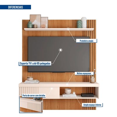 Painel Para Tv até 55 Polegadas Marrom Moon Caemmun Bege