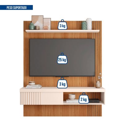 Painel Para Tv até 55 Polegadas Marrom Moon Caemmun Bege