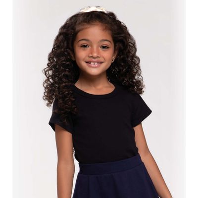 Blusa Cropped Infantil Ribana Canelada Trick Nick Preto 3 / Preto