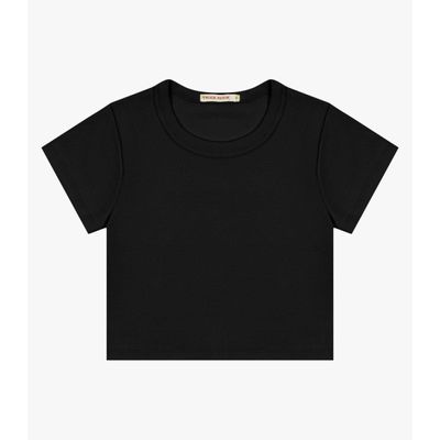 Blusa Cropped Infantil Ribana Canelada Trick Nick Preto 3 / Preto