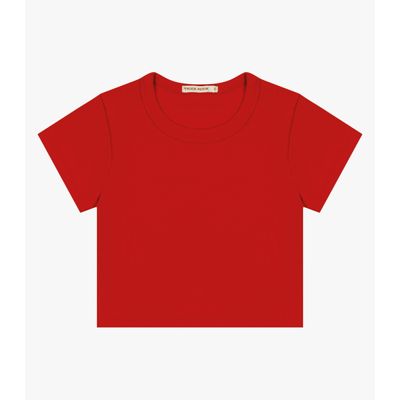 Blusa Cropped Infantil Ribana Canelada Trick Nick Vermelho 1 / Vermelho