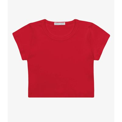 Blusa Cropped Infantil Ribana Canelada Trick Nick Vermelho 1 / Vermelho