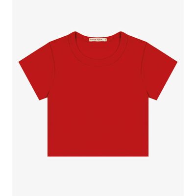 Blusa Cropped Infantil Ribana Canelada Trick Nick Vermelho 3 / Vermelho