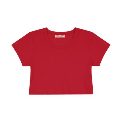 Blusa Cropped Infantil Ribana Canelada Trick Nick Vermelho 3 / Vermelho