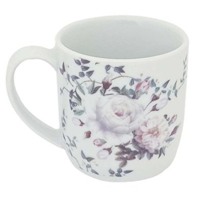 Jogo 24 Xícaras Grande de Chá Café Florida Porcelana 360ml Branca Caneca Germer Garden Urban