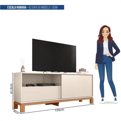 Bancada Rack Para TV até 55 Polegadas Jace Bege Caemmun Bege