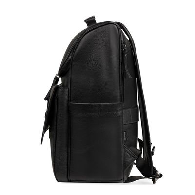 Mochila Masculina Média Executiva de Couro Leme Preta Bagaggio U / Preto