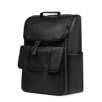 Mochila Masculina Média Executiva de Couro Leme Preta Bagaggio U / Preto