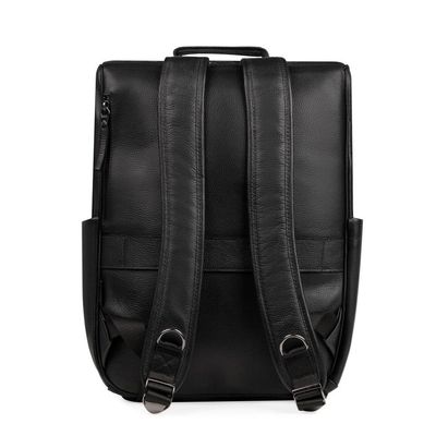 Mochila Masculina Média Executiva de Couro Leme Preta Bagaggio U / Preto