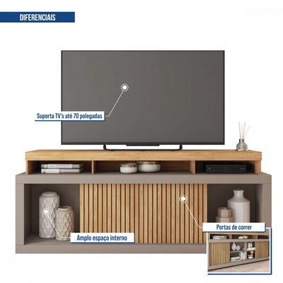 Rack Bancada Para TV até 70 Polegadas Sun Marrom Caemmun Marrom