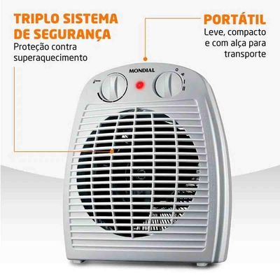 Aquecedor De Ar Portátil A-08 Cinza Mondial 110v