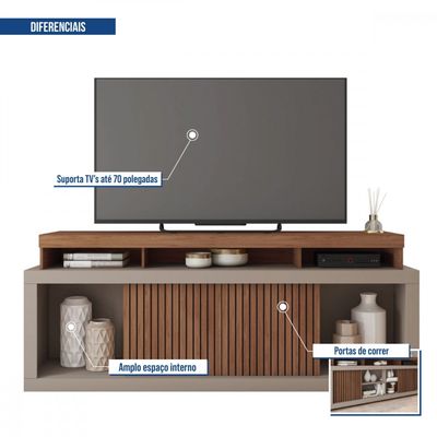 Rack Bancada Para TV até 70 Polegadas Sun Caemmun Cinza