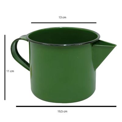 Caneca Esmaltada Com Bico Alça N12 Verde Escuro Metallouça 1L Leiteira Canecão