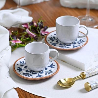 Xícara de Café com Pires 97ml Coup Stoneware Coimbra Porto Brasil Cafezinho