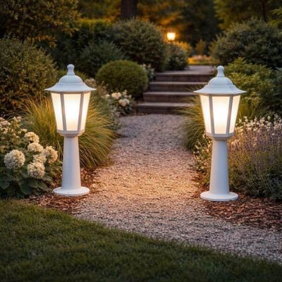 Balizador Branco para Iluminação de Jardim com Lente Fosca Termoplástico Grego Dital