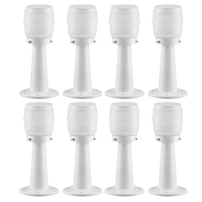 Kit 8 Balizadores Luminárias Branco Jardim com Globo Timoneiro Leitoso em Alumínio e Termoplástico Lâmpada E27 Dital Bivolt