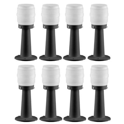 8 Luminárias para Jardim 14x36cm Globo Decorativo Timoneiro Leitoso Alumínio Preto Dital Bivolt