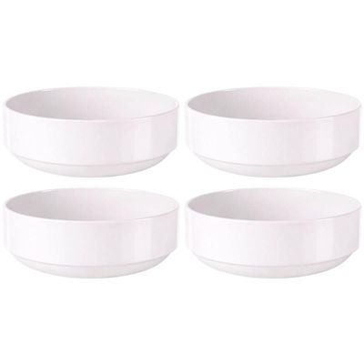 Jogo 4 Tigelas Porcelana Branca 20cm Empilhável Tramontina Paola Bowl Cumbuca
