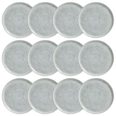 Kit 12 Pratos Sobremesa 21cm Porto Brasil Bio Pietra Cerâmica Stoneware Mesa Posta Restaurante