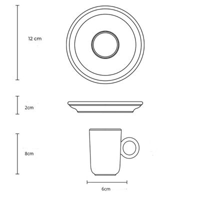 Jogo 6 Xícaras Cafezinho Com Pires 90ml Cerâmica Porto Brasil Day by Day Stoneware Azul Basic Dove