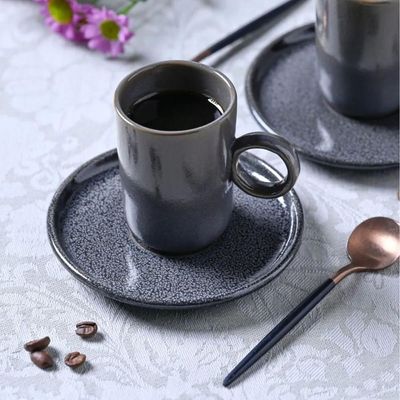 Jogo 6 Xícaras Cafezinho Com Pires 90ml Cerâmica Porto Brasil Day by Day Stoneware Azul Basic Dove