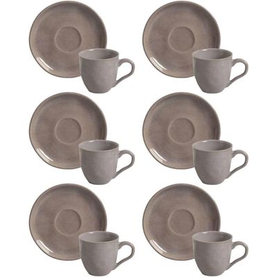 Jogo 6 Xícaras Chá com Pires Porto Brasil 170ml Bio Shimeji Mesa Posta Casa Cozinha