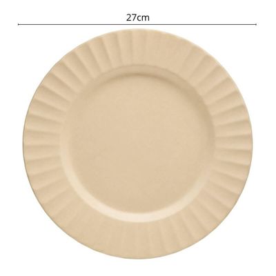 Jogo 6 Peças Pratos Raso Sobremesa Bowls Bege Melamina Lyor Mesa Posta Buffet Servir