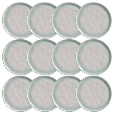 Jogo 12 Pratos Sobremesa 21cm Bio Mar Porto Brasil Cerâmica Stoneware Mesa Posta Restaurante