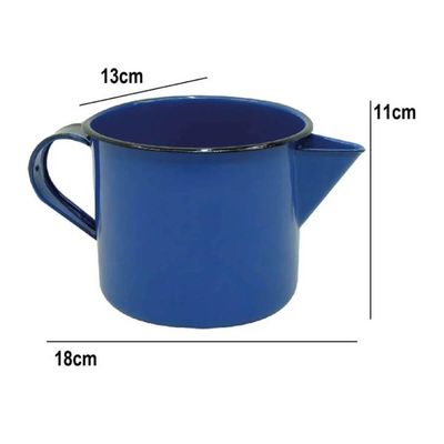 2 Canecas Esmaltadas Azul Metallouça 1 Litro com Bico e Alça Leiteiras Aço Esmaltado