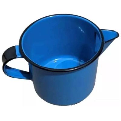 2 Canecas Esmaltadas Azul Metallouça 1 Litro com Bico e Alça Leiteiras Aço Esmaltado