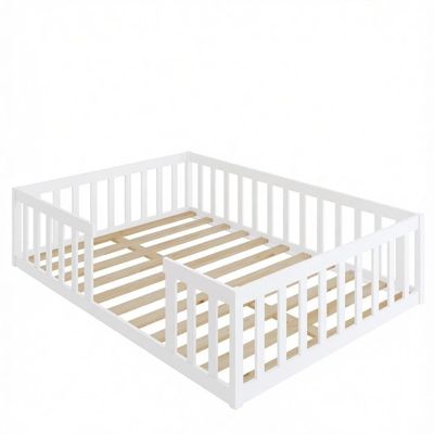 Cama Casal Montessoriana Com Colchão Madeira Maciça Branco