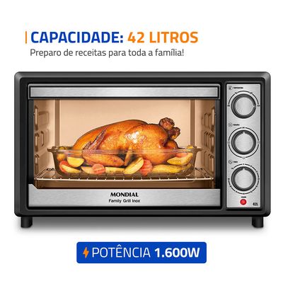 Forno Elétrico 42L Mondial Family II FRN-42-BI Preto com Inox 220V