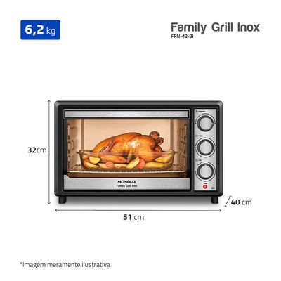 Forno Elétrico 42L Mondial Family II FRN-42-BI Preto com Inox 127V