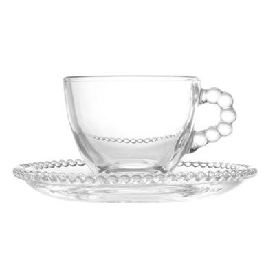 Jogo 2 Xícara De Café Com Pires Cristal Pearl Wolff Cor Transparente 90ml