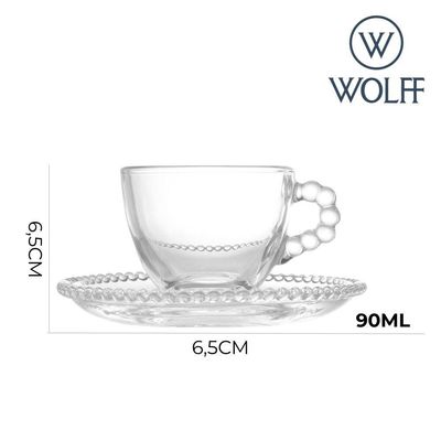 Jogo 2 Xícara De Café Com Pires Cristal Pearl Wolff Cor Transparente 90ml