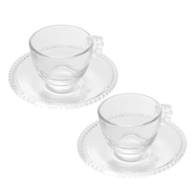 Jogo 2 Xícara De Café Com Pires Cristal Pearl Wolff Cor Transparente 90ml