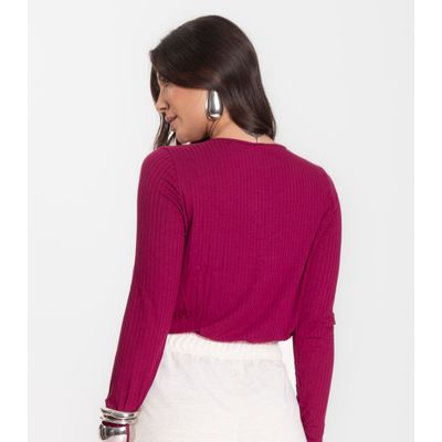 Blusa Feminina Canelada Com Manga Longa Rovitex Vermelho G / Vermelho