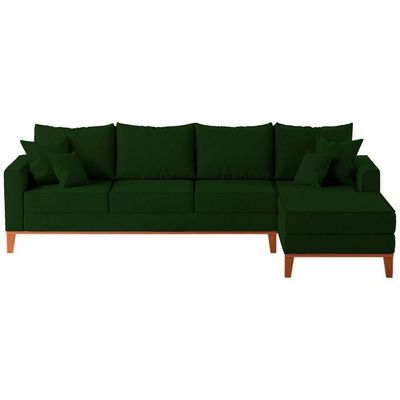 Sofá 4 Lugares Beny Com Chaise Direito Suede Verde