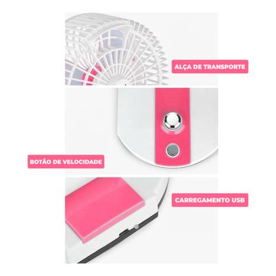 Ventilador De Mesa Retrátil Rosa