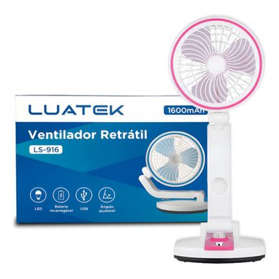 Ventilador De Mesa Retrátil Rosa