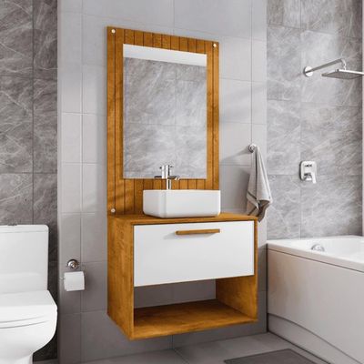 Conjunto Gabinete Com Espelheira Para Banheiro Zenit Naturalle Branco